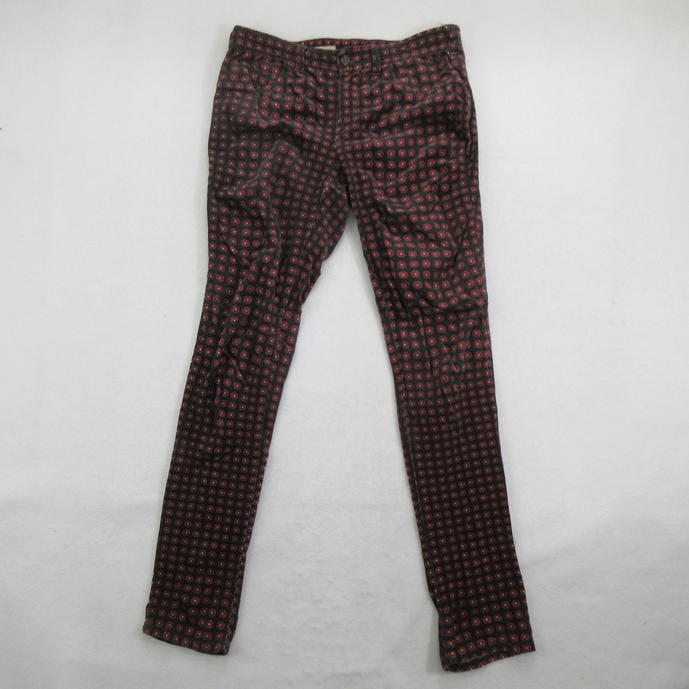 Pilcro Pants 29 Corduroy Geometric Green Pink Stretch Slim Ankle